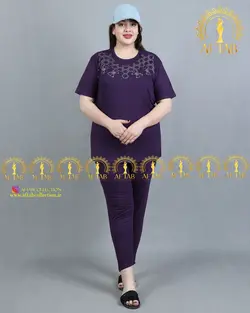 بلوز شلوار طرح لانه زنبوری سایزبزرگ3171
