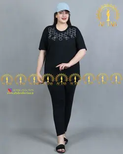 بلوز شلوار طرح لانه زنبوری سایزبزرگ3171