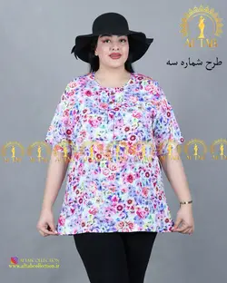 تونیک نخی طرح گل سایزبزرگ 3532