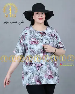 تونیک نخی طرح گل سایزبزرگ 3532