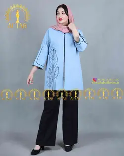 مانتو لنین مغزی گلدوزی سایزبزرگ 3559