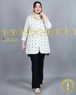 مانتو لنین طرحدار پلیسه سایزبزرگ 3607