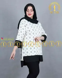 مانتو لنین طرحدار پلیسه سایزبزرگ 3607