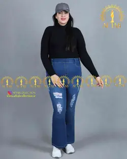 شلوار بوت کات زاپدار سایزبزرگ 3581