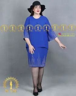 پیراهن نگین آبشاری مجلسی سایزبزرگ 3185
