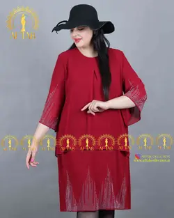 پیراهن نگین آبشاری مجلسی سایزبزرگ 3185