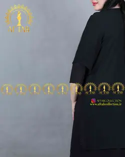 لباس مجلسی یقه تور مرواریدی سایزبزرگ 3649