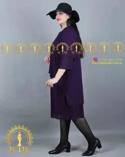 لباس مجلسی یقه تور مرواریدی سایزبزرگ 3649