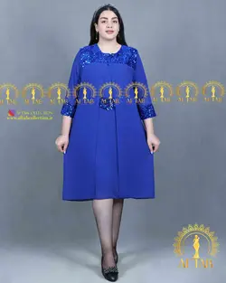 پیراهن وسط پولک دار مجلسی سایزبزرگ 3650