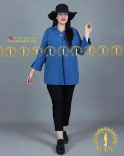 شومیز تک دکمه جلو پیله دار سایزبزرگ 3638