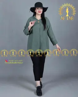 شومیز تک دکمه جلو پیله دار سایزبزرگ 3638