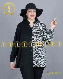 شومیز یک طرف طرحدار مجلسی سایزبزرگ 3672