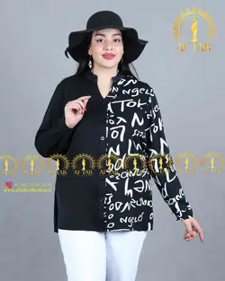 شومیز یک طرف طرحدار مجلسی سایزبزرگ 3672