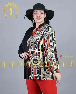 شومیز یک طرف طرحدار مجلسی سایزبزرگ 3672