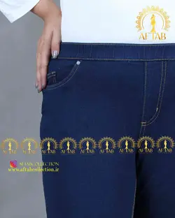 شلوار جین دمپا گشاد کمرکش سایزبزرگ 3698