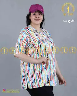 تاپ نیمه آستین نخی سایزبزرگ 3749