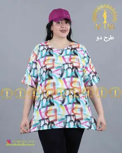تاپ نیمه آستین نخی سایزبزرگ 3749