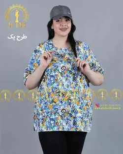 تاپ نیمه آستین نخی سایزبزرگ 3749