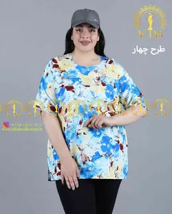 تاپ نیمه آستین نخی سایزبزرگ 3749