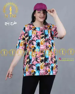 تاپ نیمه آستین نخی سایزبزرگ 3749