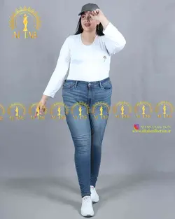 شلوار جین اسکینی آبی تیره سایزبزرگ 3694