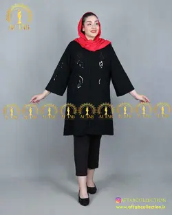 مانتو کرپ شانتون پولک دوزی سایز بزرگ 3776