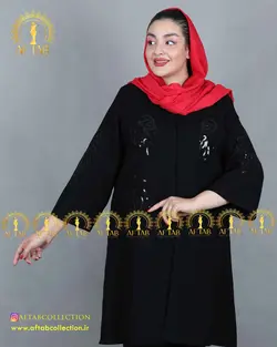 مانتو کرپ شانتون پولک دوزی سایز بزرگ 3776