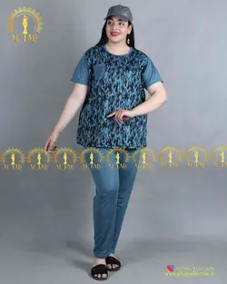 بلوز شلوار  راحتی طرح دار 3783