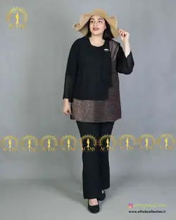 شومیز 2 تیکه زیر لمه مجلسی سایز بزرگ 3262