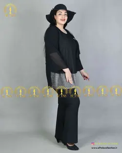 شومیز 2 تیکه زیر لمه مجلسی سایز بزرگ 3262