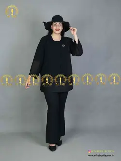 شومیز 2 تیکه زیر لمه مجلسی سایز بزرگ 3262