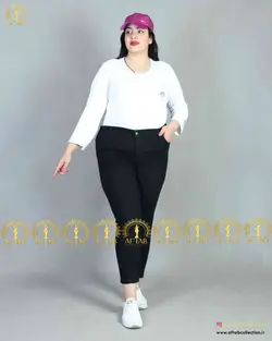 شلوار جین مام فیت جلو دوخت سایز بزرگ3914