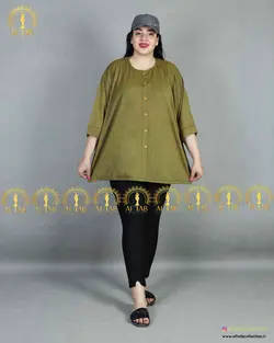 تیشرت راحتی دکمه نما سایز بزرگ 3924