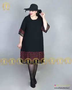 پیراهن وسط چین دار پایین تور مجلسی سایز بزرگ 3933
