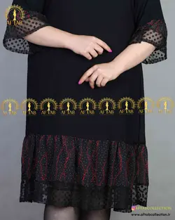 پیراهن وسط چین دار پایین تور مجلسی سایز بزرگ 3933