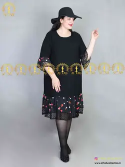 پیراهن وسط چین دار پایین تور مجلسی سایز بزرگ 3933
