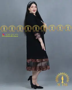 پیراهن مجلسی پایین پولکی سایز بزرگ1634