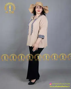 شومیز دو رنگ سایز بزرگ 4011