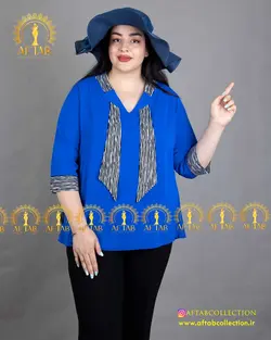 شومیز دو رنگ سایز بزرگ 4011