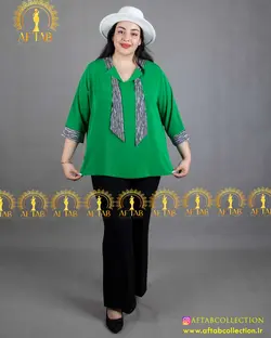 شومیز دو رنگ سایز بزرگ 4011