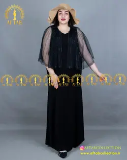 پیراهن مجلسی شنل سرخود سایز بزرگ 4043