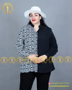 شومیز جلو دکمه طرحدار سایز بزرگ 4053