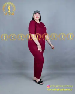 ست بلوز شلوار راحتی گلدوزی سایزبزرگ 4055