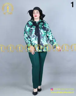 شومیز ساتن یقه کرواتی سایزبزرگ4107