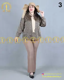 شومیز ساتن یقه کرواتی سایزبزرگ4107