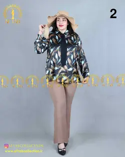 شومیز ساتن یقه کرواتی سایزبزرگ4107