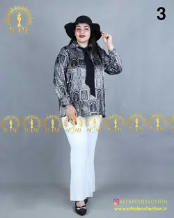 شومیز ساتن یقه کرواتی سایزبزرگ4107