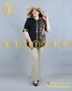 شومیز زیپدار یک طرف طرحدار سایزبزرگ 4144