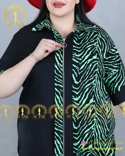 شومیز زیپدار یک طرف طرحدار سایزبزرگ 4144