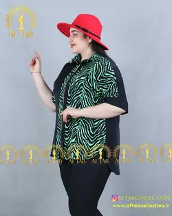 شومیز زیپدار یک طرف طرحدار سایزبزرگ 4144